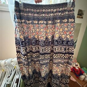 Floral Patterned Blue and Cream Skirt